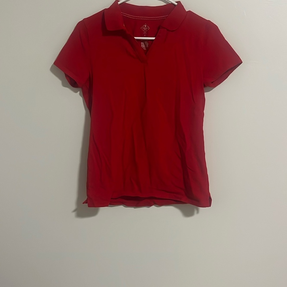 St. John's Bay Red Fitted Button Down Polo Shirt